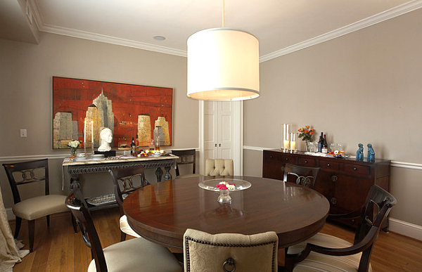 Concuss Welcoming Decorating Ideas for People You Care : Awesome Modern Dining Area Buffet Pieces Round Wooden Table