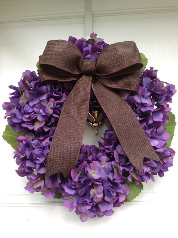Sweet Purple Thanksgiving Decoration for Intimate and Romantic Party : Beautiful Greet Your Guests With A Vivacious Deep Purple Hydrangea Wreath