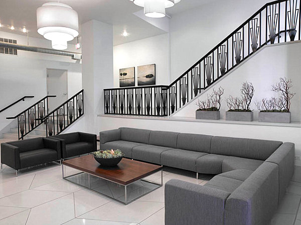 Lobby Decorating Ideas: Welcome to World Six Favorite Hotels : Contepmorary Design Chicago Residential Lobby With Grey Sectional Sofa