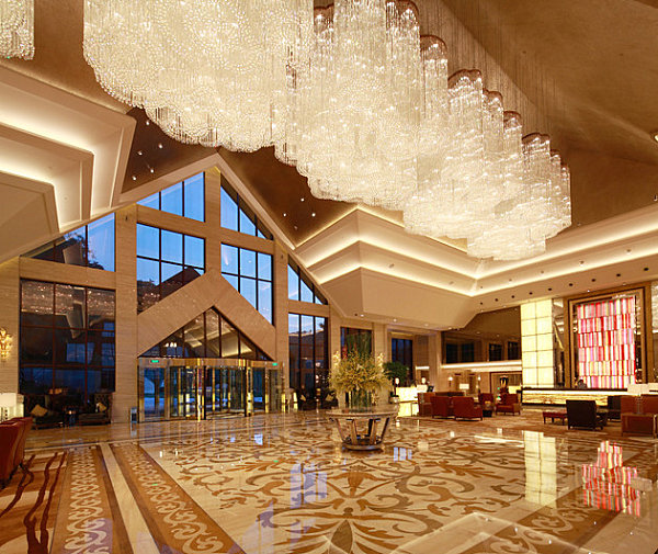 Lobby Decorating Ideas: Welcome to World Six Favorite Hotels : Fabulous Lobby Of The Hilton Hangzhou Qiandao Lake Resort With Crystal Chandelier